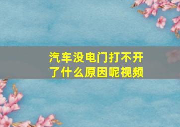 汽车没电门打不开了什么原因呢视频