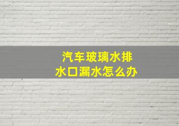 汽车玻璃水排水口漏水怎么办