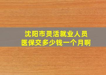 沈阳市灵活就业人员医保交多少钱一个月啊