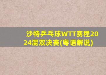 沙特乒乓球WTT赛程2024混双决赛(粤语解说)