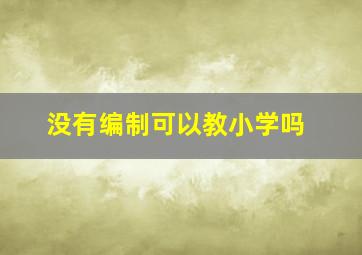 没有编制可以教小学吗