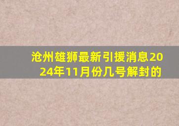 沧州雄狮最新引援消息2024年11月份几号解封的