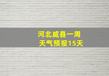 河北威县一周天气预报15天