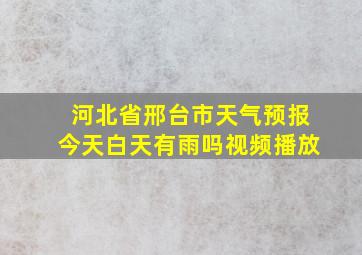 河北省邢台市天气预报今天白天有雨吗视频播放