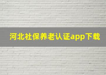 河北社保养老认证app下载