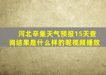 河北辛集天气预报15天查询结果是什么样的呢视频播放