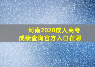 河南2020成人高考成绩查询官方入口在哪