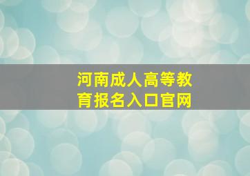 河南成人高等教育报名入口官网