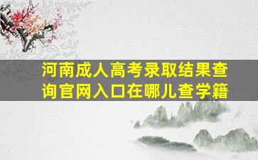 河南成人高考录取结果查询官网入口在哪儿查学籍