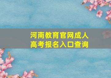 河南教育官网成人高考报名入口查询