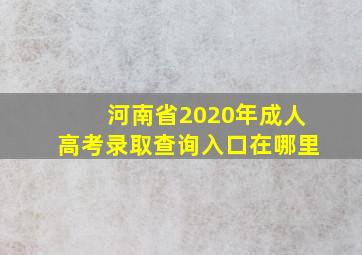 河南省2020年成人高考录取查询入口在哪里