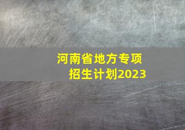 河南省地方专项招生计划2023