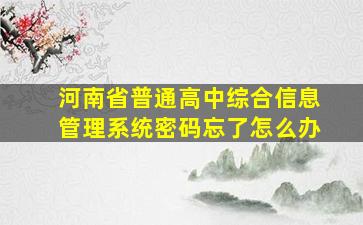 河南省普通高中综合信息管理系统密码忘了怎么办