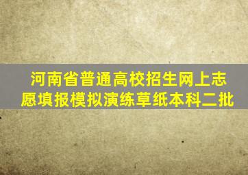 河南省普通高校招生网上志愿填报模拟演练草纸本科二批