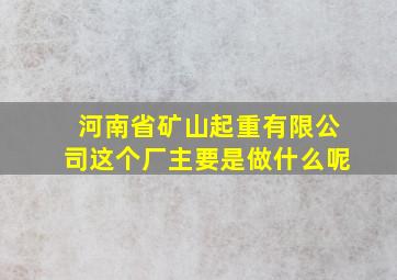 河南省矿山起重有限公司这个厂主要是做什么呢