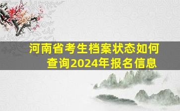 河南省考生档案状态如何查询2024年报名信息