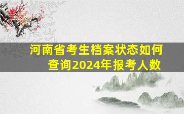 河南省考生档案状态如何查询2024年报考人数