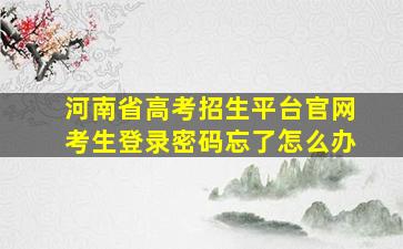 河南省高考招生平台官网考生登录密码忘了怎么办