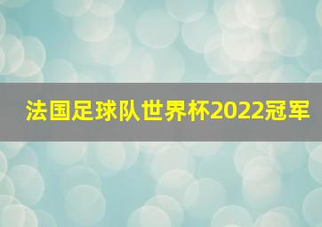 法国足球队世界杯2022冠军