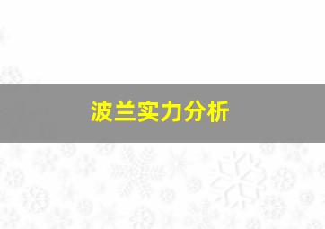 波兰实力分析