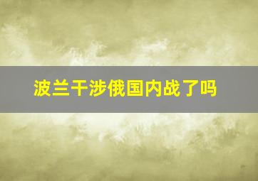 波兰干涉俄国内战了吗