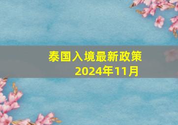 泰国入境最新政策2024年11月