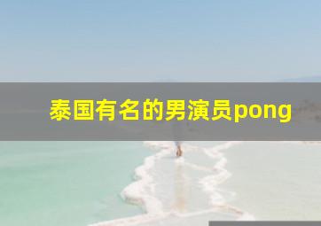 泰国有名的男演员pong