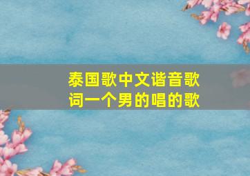 泰国歌中文谐音歌词一个男的唱的歌