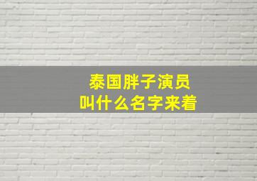 泰国胖子演员叫什么名字来着