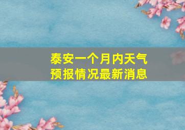 泰安一个月内天气预报情况最新消息