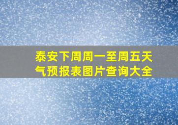 泰安下周周一至周五天气预报表图片查询大全