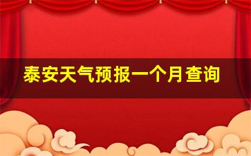 泰安天气预报一个月查询