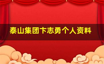 泰山集团卞志勇个人资料