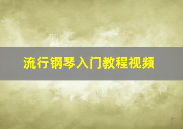 流行钢琴入门教程视频