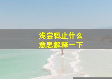 浅尝辄止什么意思解释一下