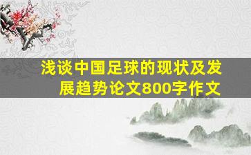 浅谈中国足球的现状及发展趋势论文800字作文