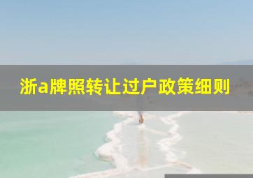 浙a牌照转让过户政策细则