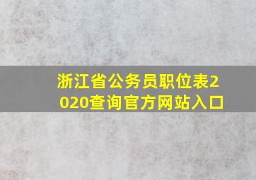 浙江省公务员职位表2020查询官方网站入口