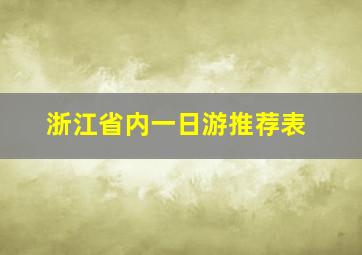 浙江省内一日游推荐表