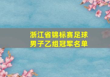 浙江省锦标赛足球男子乙组冠军名单