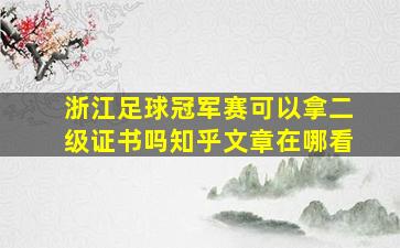 浙江足球冠军赛可以拿二级证书吗知乎文章在哪看