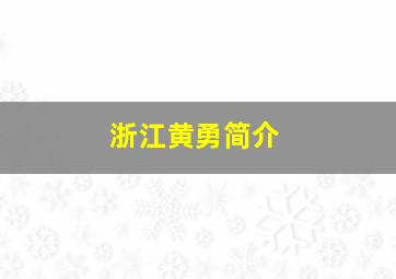 浙江黄勇简介