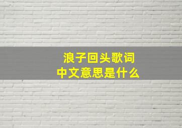 浪子回头歌词中文意思是什么