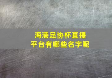 海港足协杯直播平台有哪些名字呢