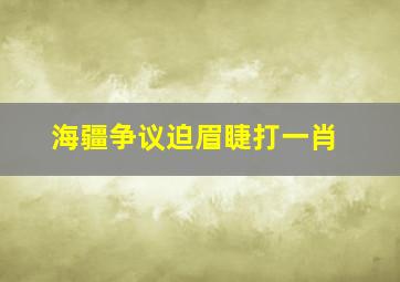 海疆争议迫眉睫打一肖