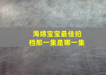 海绵宝宝最佳拍档那一集是哪一集