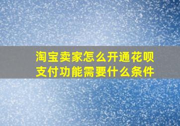 淘宝卖家怎么开通花呗支付功能需要什么条件