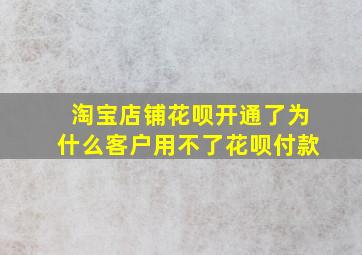 淘宝店铺花呗开通了为什么客户用不了花呗付款