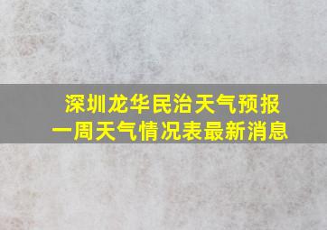 深圳龙华民治天气预报一周天气情况表最新消息