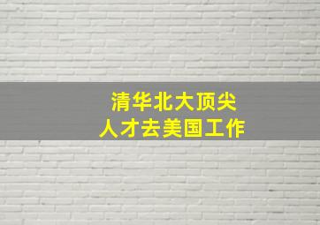 清华北大顶尖人才去美国工作